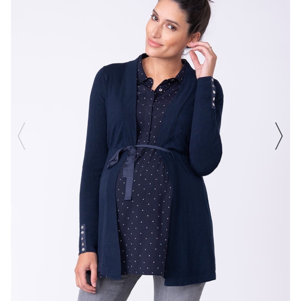 Navy Empire Waist Tie Cardigan Seraphine Maternity